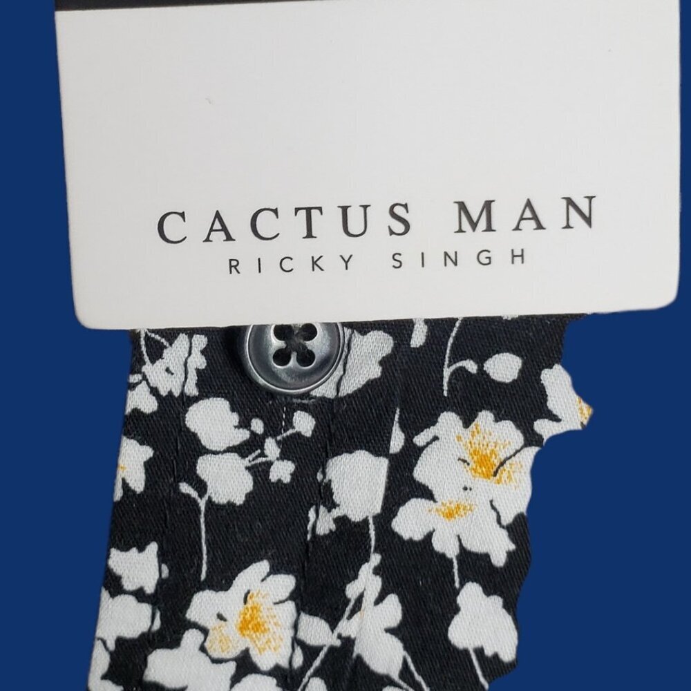 Cactus Man By Ricky Singh MensFloral Button Down Shirt Blk/Wht Large - Picture 4 of 12